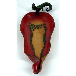 Candles In The Rain Original Creations In Leather Chili Pepper Candy Dish